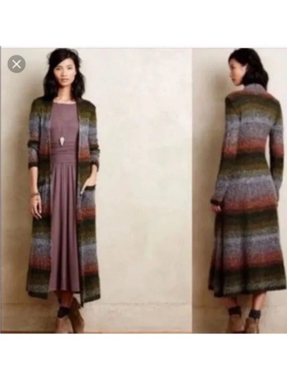 Anthropologie Sleeping On Snow Ombré Aura Cardigan Longline Duster Loose Knit Sm